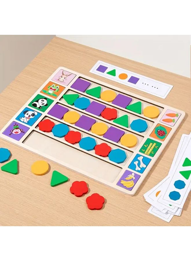 Wooden Pattern Puzzle Toy Geometric Shape Color Logic Matching Board Educational Toy For Kids - Image 1